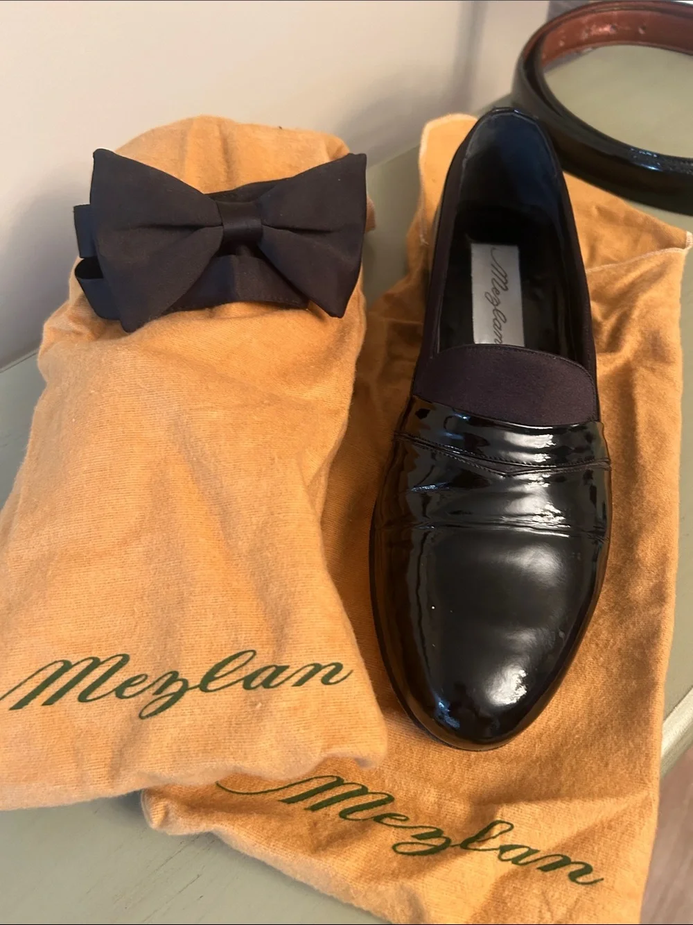 Mezlan Black Patent “Tuxedo” Loafers